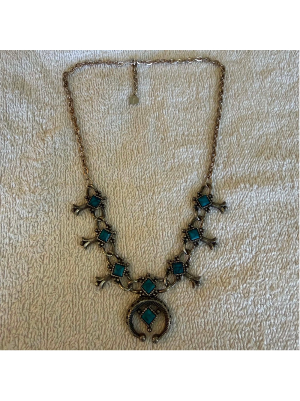 Women's Emmons Silver Turquoise Squash Blossom Necklace One Size